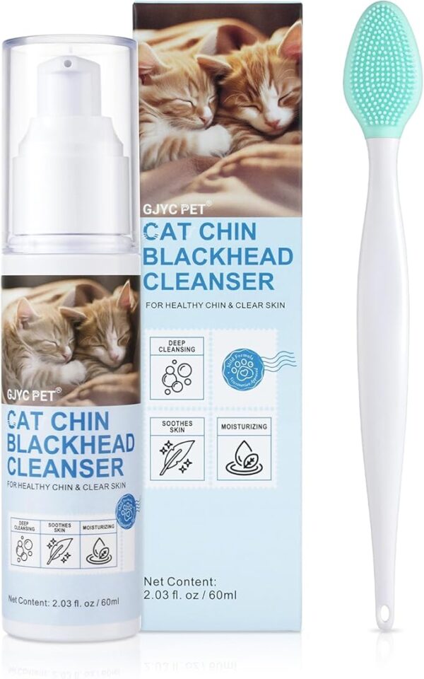 GJYC PET Crema para el acné y el acné de gatos, juego de cuidado para la barbilla y el acné de gato, elimina suavemente los puntos negros, cuida la suavidad y frescura de la piel del gato, 60 ml