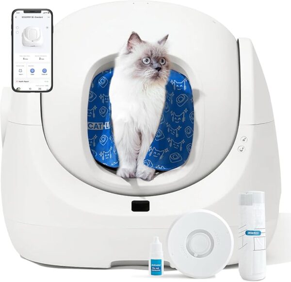 CATLINK Baymax Arenero Gatos Autolimpiable, 70L – Protección Mejorada contra Fugas, 7 Niveles de Seguridad, Control por App y Detección...