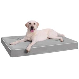 KSIIA Cama Ortopédica para Perros Grandes – Colchón Impermeable y Lavable con Funda Extraíble, Base Antideslizante y Felpa Premium, 104x68x8cm, Gris