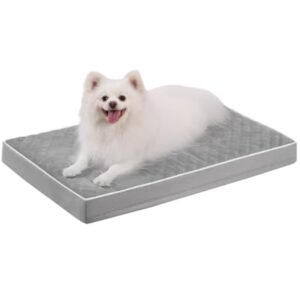 KSIIA Cama Ortopédica para Perros Medianos, Colchón Impermeable y Lavable con Funda Extraíble, Felpa Hipoalergénica, 88x55x7cm, Gris