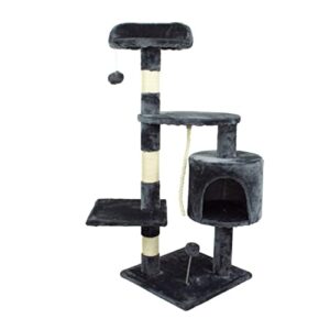 Rascador Árbol para Gato Mediano Mobiclinic Silvestre – 3 Alturas, Plataformas, Refugios y Cuerda de Sisal, Color Gris, Soporta Hasta 10kg