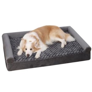 Cama ortopédica para perros medianos KSIIA 75x47x16cm – Desenfundable, Lavable y Antideslizante, Sofá acolchado gris para mascotas