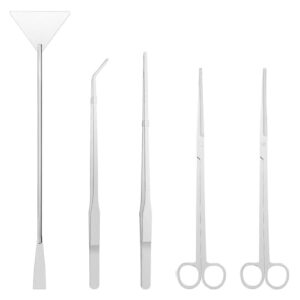 Xrten Kit de Herramientas para Acuario 5 en 1 – Acero Inoxidable, Anticorrosión, Ideal para Aquascaping y Mantenimiento de Plantas Acuáticas