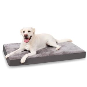 Cama Ortopédica Grande para Perros KSIIA 90x55cm – Colchón Desenfundable, Lavable, Fondo Antideslizante y Espuma Ergonómica para Mascotas Grandes, Gris Oscuro