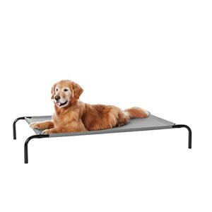 Cama Elevada Refrescante para Perros Amazon Basics Grande, Gris – Ideal para Mascotas Grandes, Transpirable y Fácil de Limpiar (130 x 80 x 19 cm)