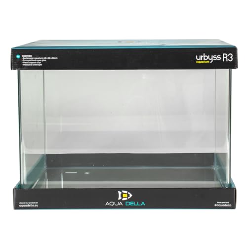 Aqua Della Acuario Urbyss 40x26x30 cm – Acuario Rectangular de Cristal Curvo y Pulido con Alfombra Protectora y Clips de Soporte