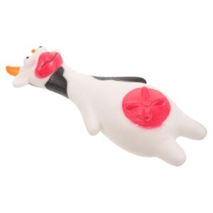 BAZEITFLOW Juguete de Látex para Perros con Forma de Vaca | Juguete Chirriante y Resistente para Cachorros – Alivia la Dentición y Protege tus Muebles