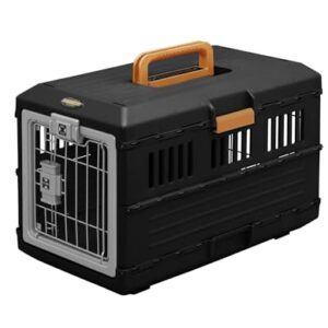 Iris Ohyama Jaula de Transporte Plegable para Perro y Gato con 2 Puertas, 55×31.5×36.4 cm, Negro – Transportín Seguro y Ventilado Para Mascotas Pequeñas y Medianas