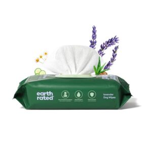 Earth Rated Toallitas Hipoalergénicas para Perros con Aroma a Lavanda – Limpieza y Eliminación de Olores en Patas, Cuerpo y Trasero – 100 Unidades para Cachorros y Perros Adultos