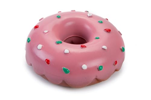 Karlie Doggy Donut Juguete para Perros de Látex Rosa con Squeaker – Resistente y Divertido, 12 x 12 x 5 cm