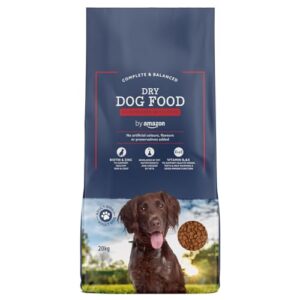 by Amazon Alimento Seco para Perros Adultos Razas Medianas y Grandes 20kg – Rico en Vacuno con Guisantes, Sin Soja ni Cereales Añadidos, Receta Equilibrada y Nutritiva