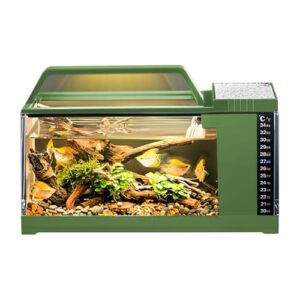 Kit de Acuario Inteligente Compacto con Filtro, Luz LED y Monitor de Temperatura | Pecera Silenciosa para Bettas, Guppys y Camarones