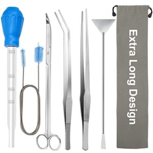 Kit de herramientas extra largas 6 en 1 para acuarios Zhaoyao – Acero inoxidable antioxidante para plantas acuáticas y aquascaping