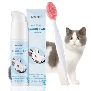 Kit Completo para el Cuidado del Acné en Barbilla de Gatos GJYC PET – Solución Veterinaria con Loción Limpiadora y Cepillo de Doble Cara, 30 ml