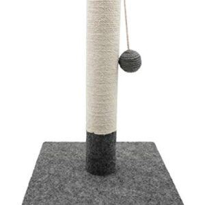 Tyrol Rascador para Gatos Grandes 42cm – Torre Rascador en Yute y Tela Resistente con Diseño Moderno, Pompon Juguete y Base Estable Gris/Blanco