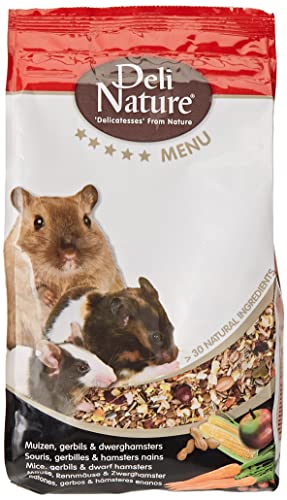 DELINATURE Mixtura Premium para Ratones, Jerbos y Hámsters Enanos - Menú 5 Estrellas de 750g con Ingredientes Naturales y Equilibrados
