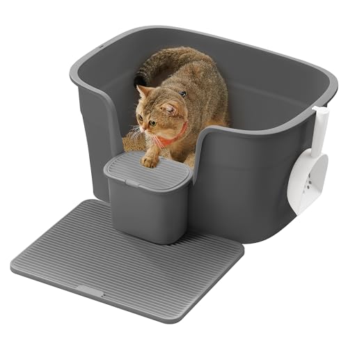 Feandrea Caja de Arena para Gatos Grandes con Bordes Altos, Extra Espaciosa, Kit Completo con Pala y Recogedor – Ideal para Hogares con Varios Gatos Grandes