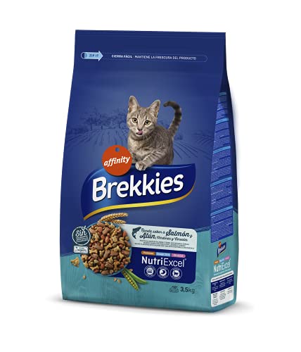 Brekkies Pienso para Gatos con Salmón, Atún y Verduras 3,5kg – Alimento Completo, Saludable y Equilibrado para Gatos Adultos