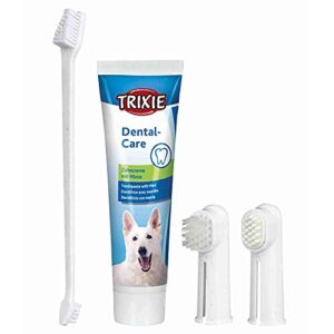 Set de Higiene Dental para Perros TRIXIE – Pasta Dental con Menta, Cepillo Dedo y Masajeador | Cuidado Bucal Completo para Perros, Prevención de Placa y Mal Aliento