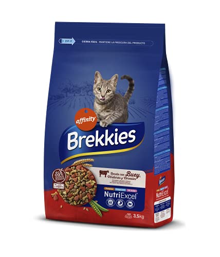 Brekkies Pienso para Gatos con Buey, Verduras y Cereales | Alimento Completo 3,5 kg