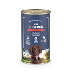 Comida Húmeda para Perros Adultos by Amazon – Trozos de Ternera en Salsa 1,24 kg, Alimento Completo con Vitaminas y Proteínas