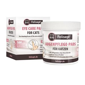 Felisept Almohadillas Para El Cuidado de Ojos de Gatos – 100 Unidades con Aloe Vera Calmante – Limpieza Ocular Suave, Elimina Manchas y Cuida la Zona Ocular – Made in Germany