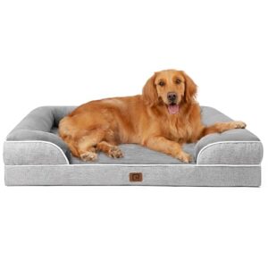 Cama para Perro Extra Grande EHEYCIGA 112x81x16cm – Sofá Ortopédico Viscoelástico, Impermeable y Lavable, Diseño Antideslizante y de Doble Cara, Color Gris