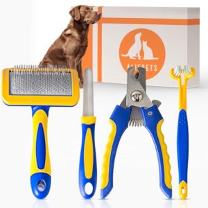 Set 4 en 1 para Perros y Gatos ALIFPETS – Kit de Higiene y Cuidado con Cortauñas, Cepillo de Dientes, Lima y Peine – Apto Para Todas las Razas y Tamaños
