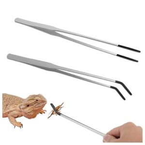 Pinzas de Acuario de Acero Inoxidable 27 cm – Kit 2 PCS para Aquascaping y Alimentación de Reptiles, con Puntas Rectas y Curvas