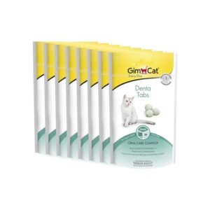 GimCat Denta Comprimidos para Gatos – Snack Funcional para el Cuidado Bucodental, Pack 8 x 40g, Sin Cereales y Azúcares Añadidos