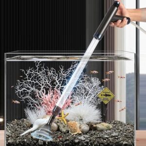 SOUSLOW Limpiador de Grava para Acuarios 3 en 1 – Cambiador de Agua Manual, Limpiador de Arena y Algas con Filtro de Alta Eficiencia