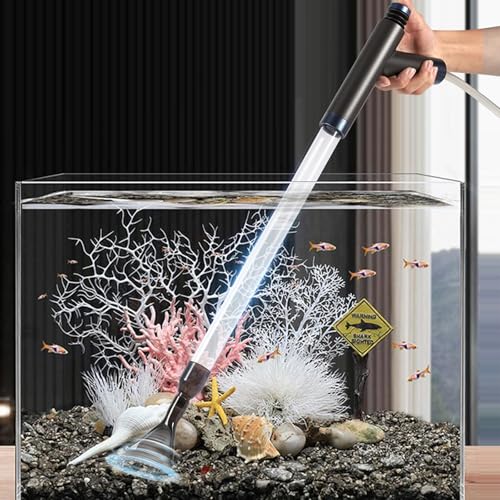 SOUSLOW Limpiador de Grava para Acuarios 3 en 1 – Cambiador de Agua Manual, Limpiador de Arena y Algas con Filtro de Alta Eficiencia
