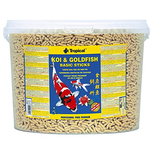 Tropical Koi y Goldfish Basic Sticks 11L – Alimento Flotante para Koi y Peces de Colores en Estanques, Realza el Color y Mantiene el Agua Limpia