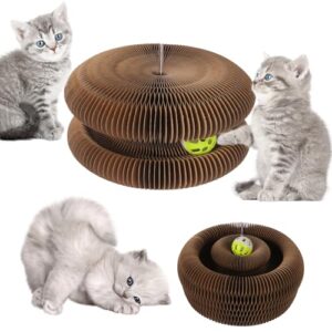 Rascador para Gatos de Cartón Plegable Gratuipolmep con Bola de Juguete – Juguete y Tabla de Rascar para Gatos Interior y Exterior, Alta Durabilidad y Protección de Muebles