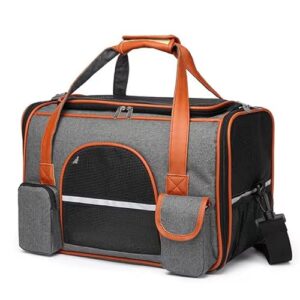 Transportín para Perros y Gatos 45x28x25 cm – Bolsa de Viaje Transpirable, Plegable, con Colchón, Correa de Hombro y Tira Reflectante para Mascotas hasta 7kg
