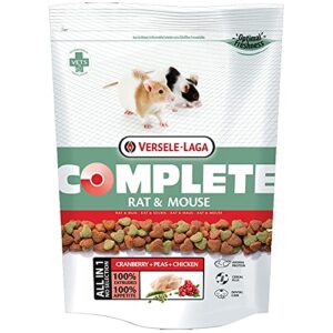 Versele-Laga Complete 500g: Pienso Nutritivo para Ratas y Ratones | Alimento Todo en Uno para Roedores con Pollo, Cereales y Semillas de Lino