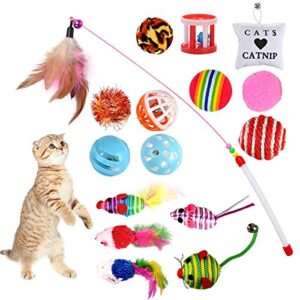Pack de Juguetes Interactivos para Gatos GOLDGE – Ratones, Plumas y Bolas Variadas (16 piezas) | Diversión y Ejercicio para tu Gato