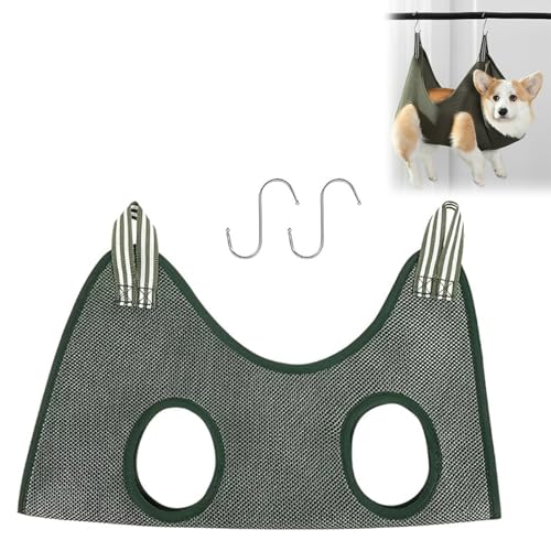 Hamaca para Gatos y Perros Pequeños 51x75cm – Soporte Seguro para Cortar Uñas y Aseo, Incluye 2 Ganchos Metálicos S, Material Transpirable y Resistente
